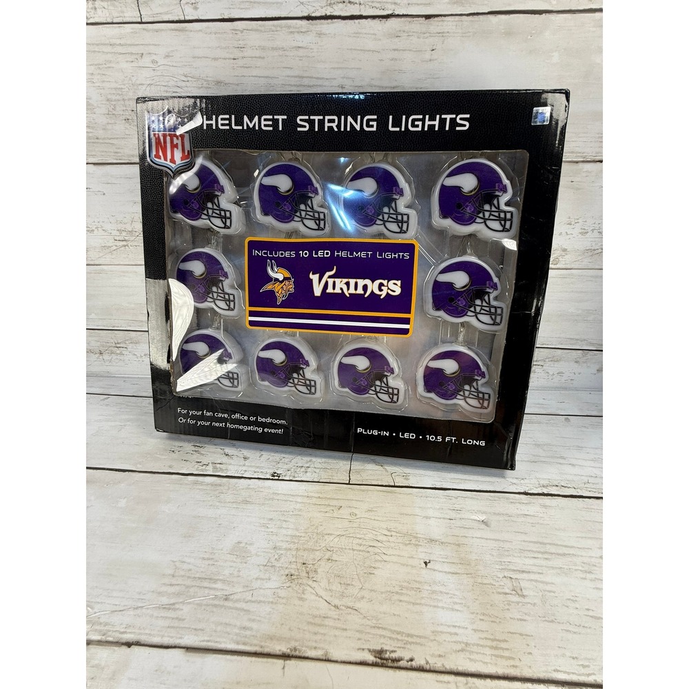 NFL Minnesota Vikings LED Helmet String Lights 10.5 Ft 10 Count Plug-In Decor